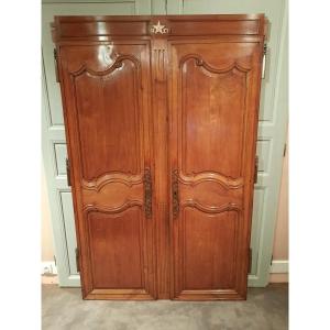 Pair Of Louis XV Doors In Cherry Wood From The Early 19th Century.