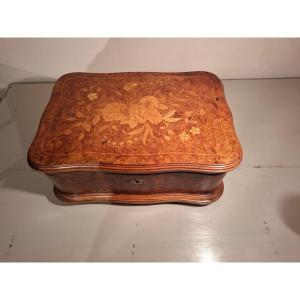 19th Century Light Wood And Thuya Burl Marquetry Box.