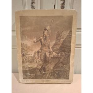 19th Century Lithographic Stone Representing General Marceau.