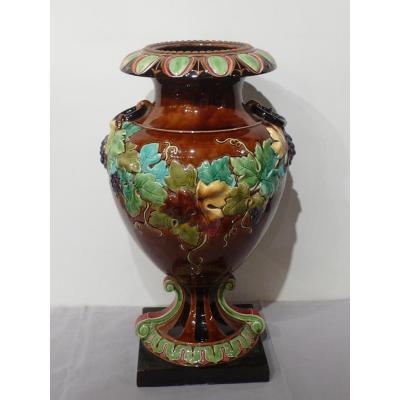 Large Earthenware Vase Sarreguemines.