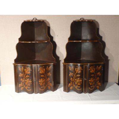 Pair Of Painted Angle Shelves