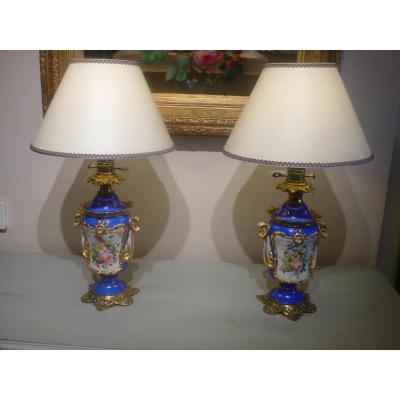 Pair Of Porcelain Lamps Napoleon III