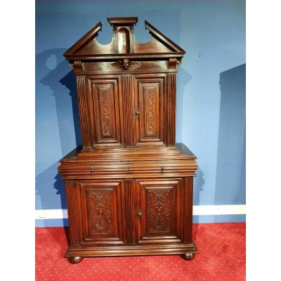 Two-body In Walnut Renaissance Style, XIXth Century.