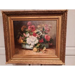 XIXth Century Table Of Flowers Signed H. Cauchois.