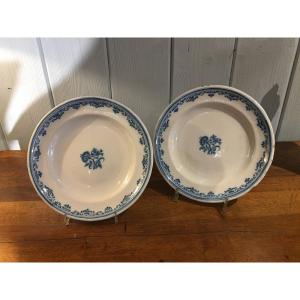 Pair Of Moustiers Earthenware Plates 18 Eme