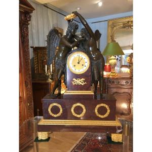 Empire Clock In Marble And Gilded Bronze, Early 19th Century