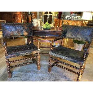 Pair Of 17th-century Walnut Armchairs