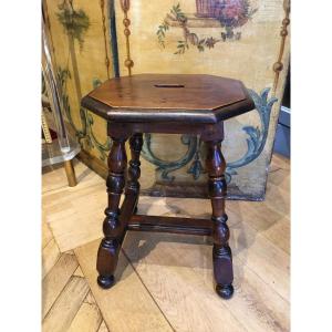 Louis XIII Style Turned Walnut Stool, 18th Century