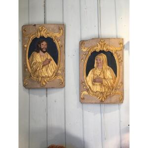 Carved Panels (virgin And Christ) L.xiv Period