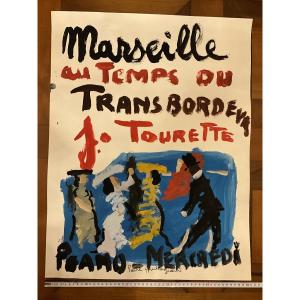 Pierre Ambrogiani, Gouache, Unique Piece + Book Marseille Au Temps Du Transbordeur