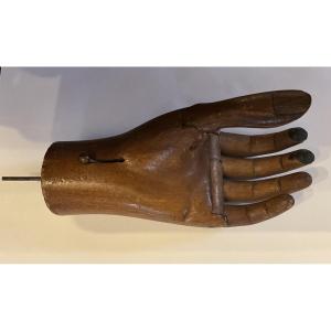 Antique Articulated Wooden Prosthetic Hand, Most Likely Made By Jacob Hüfner, Germany