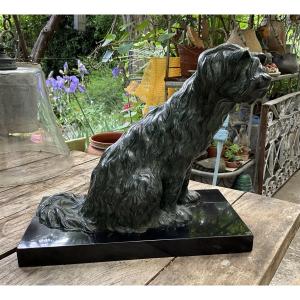 Seated Dog In Bronze By Georges Lavroff , 1895 - 1991