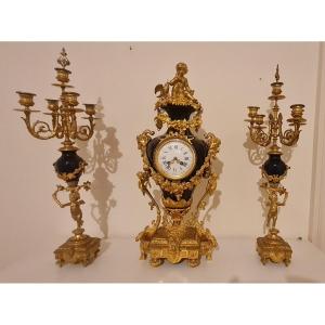 Imposing Fireplace Trim In Bronze And Faience Napoleon III