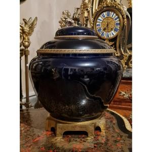 Important Porcelain Covered Vase, Bronze Mount