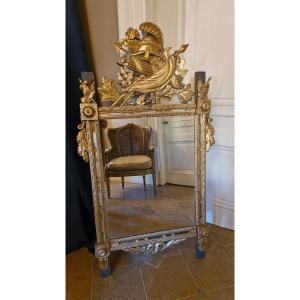 Louis XVI Period Gilded Carved Wooden Mirror
