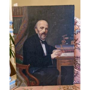 Oil On Panel Depicting A Botanist