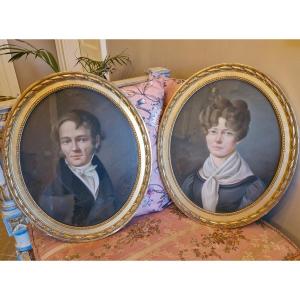 Pair Of Portraits, Pastel