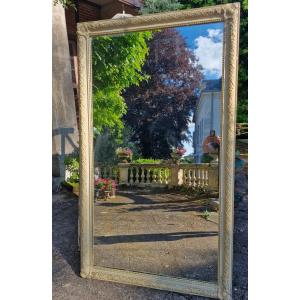 Louis XVI Style Gilded And Grey Lacquered Mirror