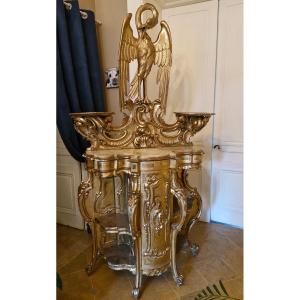 Gilded Wood Console With Eagle Décor
