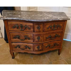 18th Century Marquetry Chest Of Drawers Stamped S Vie Jme