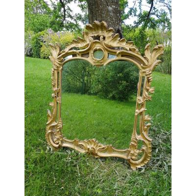Miroir à parcloses bois doré époque XVIII ème s