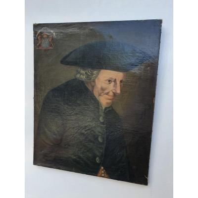 XIXth S, Portrait Of A Man, Wardrobe, Coat Of Arms