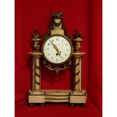 Louis XVI Clock, Patinated Wood And Bronze