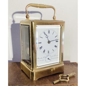 Gilt Brass Travel Clock Signed Bourdin.