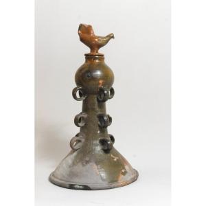 Saintonge. Finial To The Bird. Glazed Earth. First Half XIX° Century. H 63 Cm