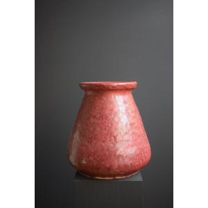 Lachenal. Velvety Red Vase. H 18.5 Cm. Circa 1900