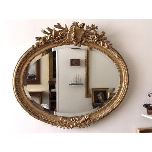Large Oval Mirror In Louis XVI Style. 110 X 97 Cm. La Rochelle.19th Century 