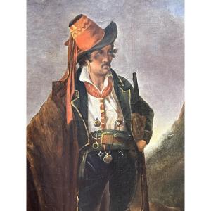 After Michalon's Mazzochi. Framed Oil On Canvas Signed Clementine 1831. 34.7 X 25 Cm
