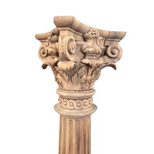 Corinthian Column. Walnut F XIX H 158.5cm