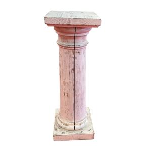 Doric Column In White Patinated Fir H 60.5 Cm