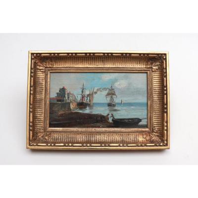 Fishing Port In Normandy. Boats And Fishermen. XIX° C .