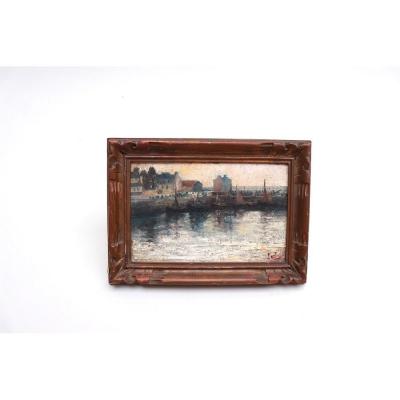 Marine. View Of The Port Of Cherbourg. Hsc. Sign