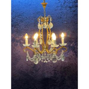 Bronze Crystal Pendant Chandelier 6 Lights / Refurbished