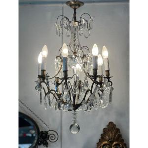 Ref 56 / Crystal Cage Chandelier 8 Lights / Redone New
