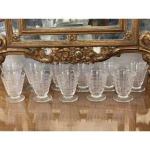 Baccarat Quiberon Model / Set Of 11 Art Deco Aperitif Glasses 7 Cm