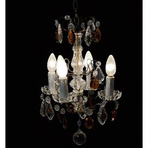 Ref126/chandelier, Hall 4 Lights Colored Crystal Drops