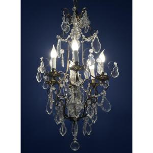 Ref 133 / Crystal Pendant Chandelier, 6 Lights
