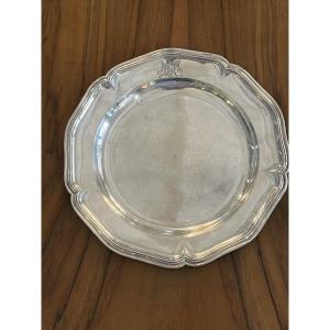Solid Silver Plate, Farmers General, 18th Century, Coat Of Arms, Count's Crown