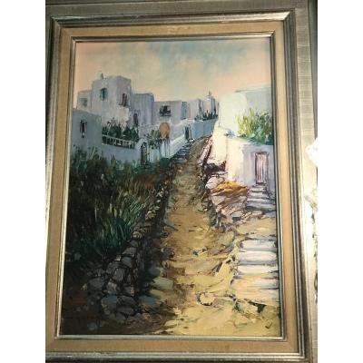 « Le Petit Chemin Calme Myconos » Par Charles Guillaud (1925-2014)