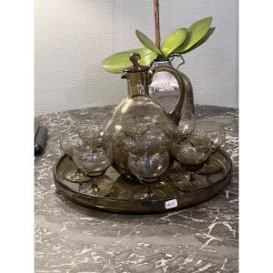 Daum Nancy Smoked Glass Liquor Service