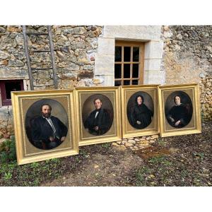 Théophile Morel (c.1810-1896) 4 Large Family Portraits