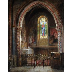 Henri-pierre Picou (1824-1895) A Chapel - Nantes