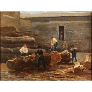 French School Around 1840 - The Sawmill - Sketch