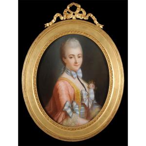 Portrait Of A Young Woman In Louis XV Period Clothing - French School, 19th Century