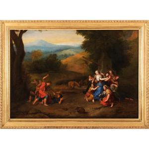 Workshop Of Louis De Boullogne - Moses Defending The Daughters Of Jethro Charles Le Brun