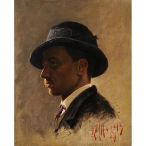 Attilio Manganaro (c.1865–c.1890) Portrait Of Gabriele d'Annunzio In 1887